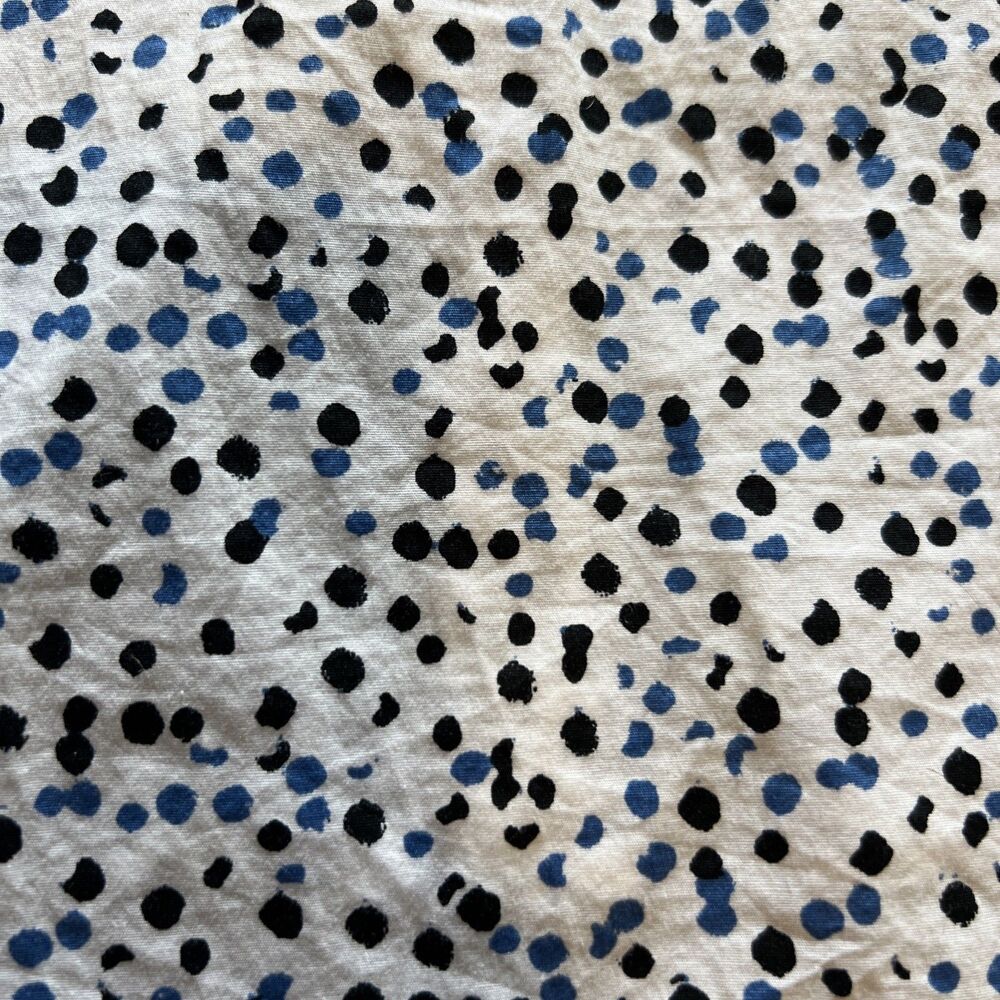 Michael Kors Men M Button Up Blue Black Polka Dots Trim Stretch Long Sleeve - Picture 7 of 11